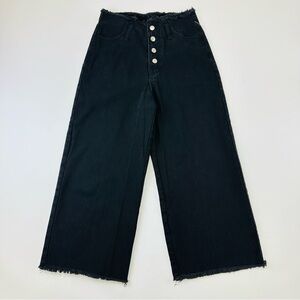 Black cropped high rise jeans Small raw hem High Rise waisted womens denim